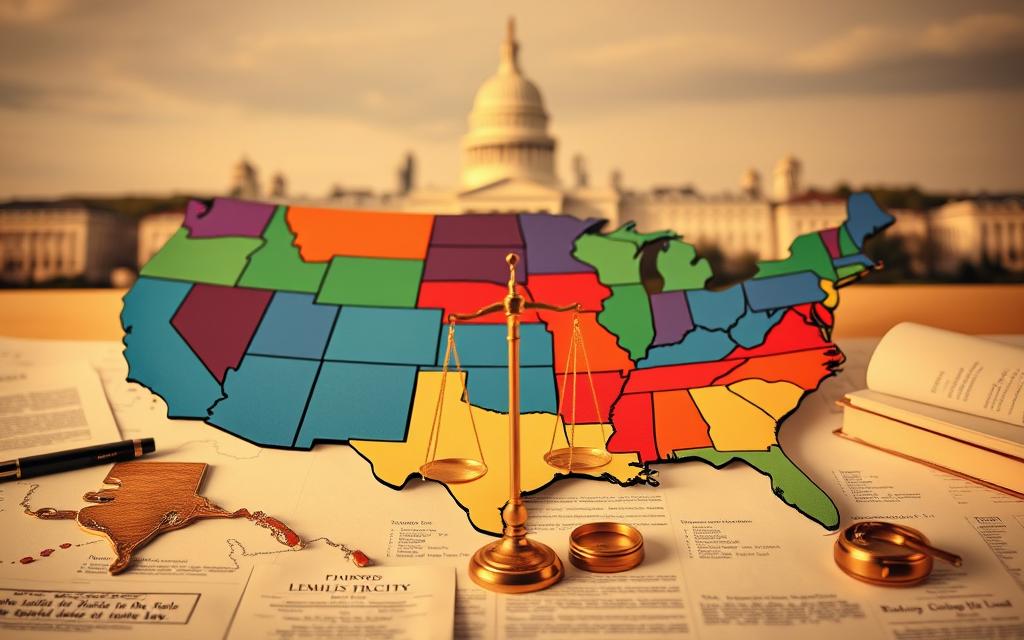 A Captivating Visual Representation Of The Diverse Legal Landscape Across The United States. In The Foreground, A Detailed Map Of The Country, With Each State Rendered In A Distinct Color, Symbolizing The Intricate Tapestry Of State-Level Approaches To The Law. In The Middle Ground, A Series Of Legal Documents And Scales Of Justice, Juxtaposing The Nuanced Interpretations And Applications Of The Law From One State To The Next. In The Background, A Subtle Backdrop Of Courthouses And Legislative Buildings, Casting An Air Of Solemn Authority Over The Scene. The Lighting Is Warm And Inviting, Lending A Sense Of Contemplation And Reflection To The Overall Composition. The Image Is Captured Through A Wide-Angle Lens, Highlighting The Interconnectedness And Complexity Of The Subject Matter. A Captivating Visual Representation Of The Diverse Legal Landscape Across The United States. In The Foreground, A Detailed Map Of The Country, With Each State Rendered In A Distinct Color, Symbolizing The Intricate Tapestry Of State-Level Approaches To The Law. In The Middle Ground, A Series Of Legal Documents And Scales Of Justice, Juxtaposing The Nuanced Interpretations And Applications Of The Law From One State To The Next. In The Background, A Subtle Backdrop Of Courthouses And Legislative Buildings, Casting An Air Of Solemn Authority Over The Scene. The Lighting Is Warm And Inviting, Lending A Sense Of Contemplation And Reflection To The Overall Composition. The Image Is Captured Through A Wide-Angle Lens, Highlighting The Interconnectedness And Complexity Of The Subject Matter.