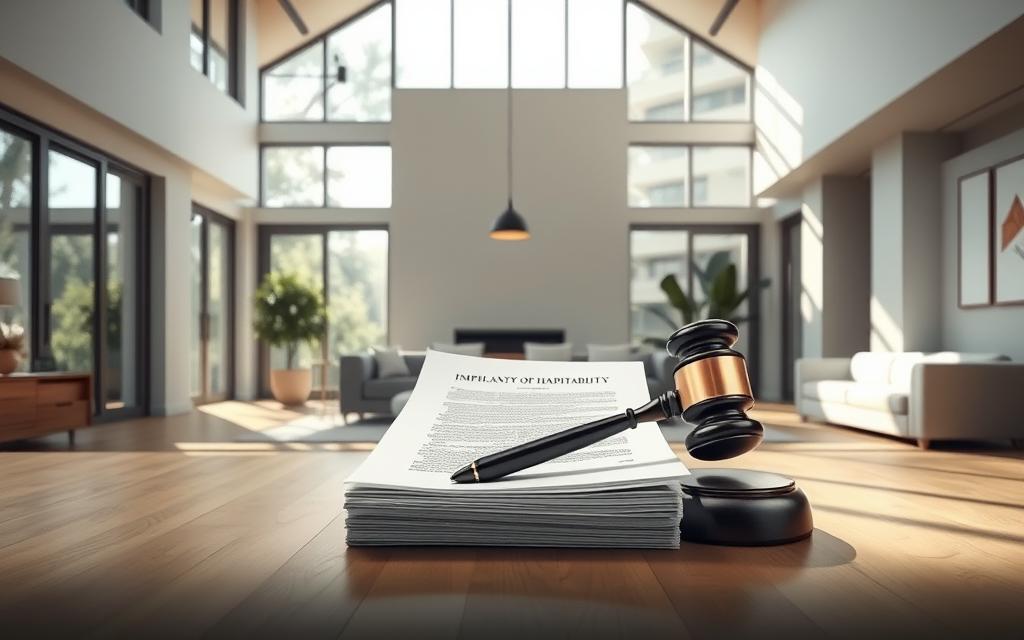 A Modern, Minimalist Apartment Interior With Abundant Natural Light Streaming Through Large Windows. In The Center, A Stack Of Legal Documents And A Gavel, Representing The Concept Of &Quot;Implied Warranty Of Habitability&Quot; - The Tenant'S Legal Right To Safe And Livable Conditions. The Space Has Clean Lines, Muted Colors, And A Sense Of Calm Professionalism, Conveying The Serious Yet Accessible Nature Of This Important Legal Principle. The Lighting Is Soft And Diffused, Creating A Welcoming Atmosphere. The Composition Is Balanced, Drawing The Eye To The Key Elements That Illustrate The Section'S Subject Matter. A Modern, Minimalist Apartment Interior With Abundant Natural Light Streaming Through Large Windows. In The Center, A Stack Of Legal Documents And A Gavel, Representing The Concept Of &Quot;Implied Warranty Of Habitability&Quot; - The Tenant'S Legal Right To Safe And Livable Conditions. The Space Has Clean Lines, Muted Colors, And A Sense Of Calm Professionalism, Conveying The Serious Yet Accessible Nature Of This Important Legal Principle. The Lighting Is Soft And Diffused, Creating A Welcoming Atmosphere. The Composition Is Balanced, Drawing The Eye To The Key Elements That Illustrate The Section'S Subject Matter.
